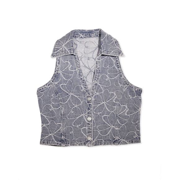 Ramy Brook Deacon Embroidered Denim Vest - XS - Indigo Floral